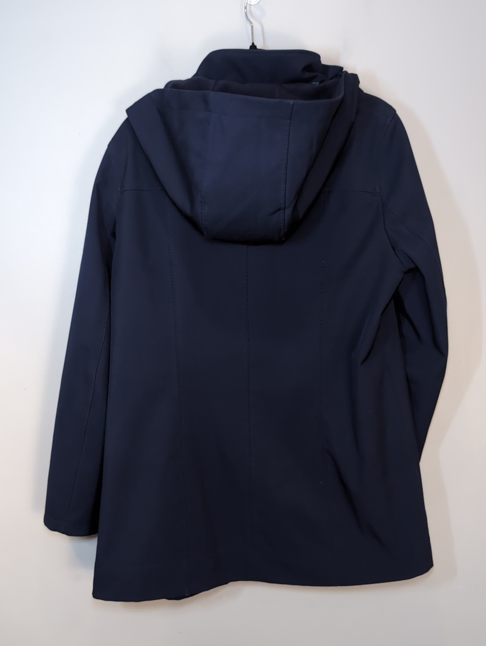 Andrew Marc Navy Softshell Jacket Hooded Fleece Lined Womens Size Large Stretch - Picture 9 of 16
